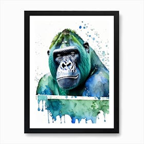 Gorilla In Bath Tub Gorillas Mosaic Watercolour 1 Art Print