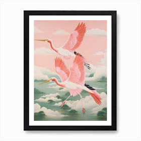 Vintage Japanese Inspired Bird Print Stork 3 Art Print