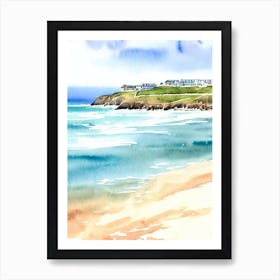 Newquay Beach, Cornwall Watercolour Art Print