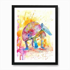 Armadillo Colourful Watercolour 2 Art Print