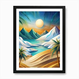 Abstract Landscape With Palm Trees Art Print