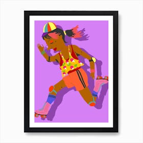Woman On Roller Skates Art Print