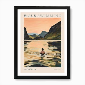 Wild Swimming At Ullswater Cumbria 1 Poster Art Print