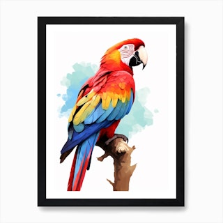 Brilliant - Colorful Parrot painted with Brusho Watercolor Crystal Coulors  Mounted Print for Sale by Lynn Shield Fine Art