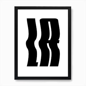 Los Angeles (LA) Wavy Black And White Typography Art Print Art Print