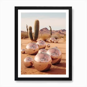 Disco Balls 3d In The Desert 2 Art Print