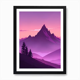 Misty Mountains Vertical Composition In Purple Tone 67 Art Print