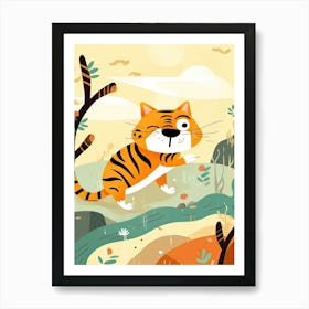 Tiger Jungle Cartoon Illustration 2 Art Print