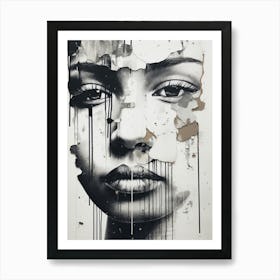 Mixed Media Paint Drip Face Art Print