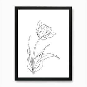 Tulip Flower Minimalist Line Art Monoline Illustration Art Print