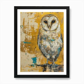 Baby Owl Gold Effect Collage 1 Art Print