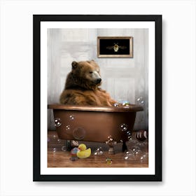 Bear In Bath Tub Art Print