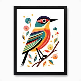 Colourful Geometric Bird Cuckoo 2 Art Print