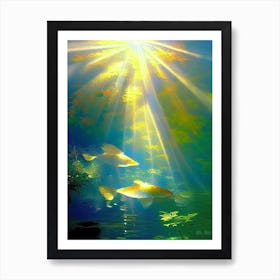 Tancho Koi 1, Fish Monet Style Classic Painting Art Print