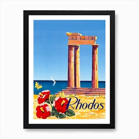 Rhodos, Greece, Ancient Architecture On The Coast Art Print