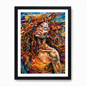 Lost Soul - Woman With Wild Multi Colored Hair Art Print