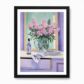 Bathroom Vanity Painting With A Lavender Bouquet 1 Art Print