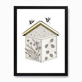 Brood Box With Bees 2 William Morris Style Art Print