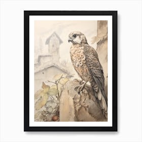 Storybook Animal Watercolour Falcon 4 Art Print
