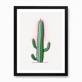 Fishhook Cactus Minimal Line Drawing 3 Art Print