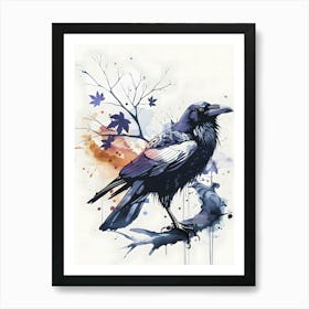 Watercolor Crow Art Print