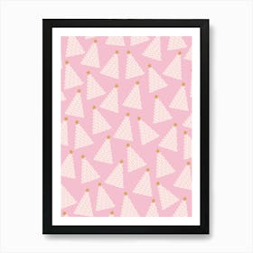 Christmas Tree Pattern Pink Art Print