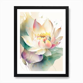 Lotus Flower Pattern Storybook Watercolour 3 Art Print