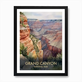 Grand Canyon National Park Watercolour Vintage Travel Poster 4 Art Print