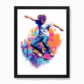 Skateboarding In Rio De Janeiro, Brazil Gradient Illustration 4 Art Print