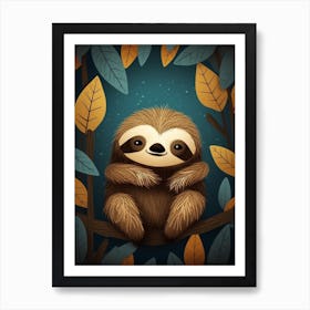 Cute Baby Sloth Scandinavian Style Illustration 1 Poster