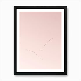 Flock Of Geese | Pink Pastel Art Print | Sunrise Birds | The Netherlands Art Print