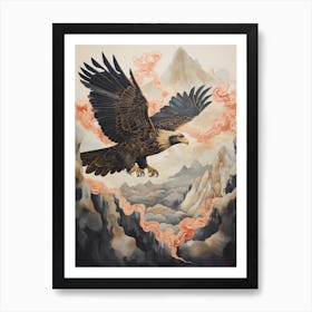 Red Tailed Hawk 3 Gold Detail Painting Art Print