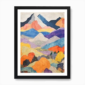 Mount Logan Canada 3 Colourful Mountain Illustration Art Print