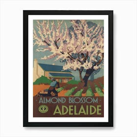 Almond Blossoms, Adelaide Australia Vintage Travel Poster Art Print