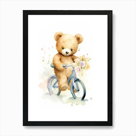 Premium Photo  Cute watercolor girl teddy bear on bicycle illustration  teddy bears clipart