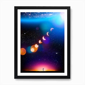 Silhouette Light And Planet Earth Art Print