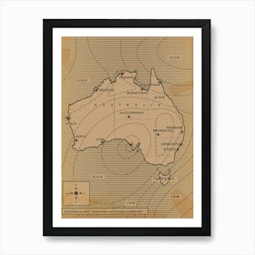 Vintage Australian Weather Map Art Print