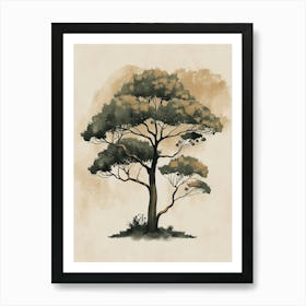 Ebony Tree Minimal Japandi Illustration 3 Art Print