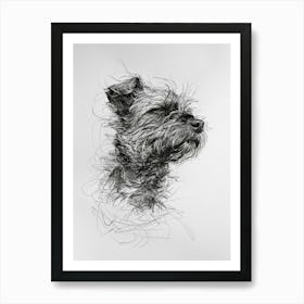 Border Terrier Dog Line Sketch 1 Art Print