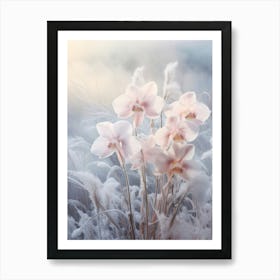 Frosty Botanical Orchid 3 Art Print