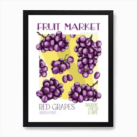 Red Grapes Fruit Market Art Print