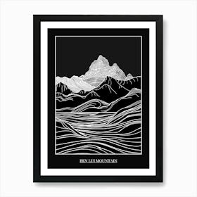 Ben Lui Mountain Line Drawing 3 Poster Art Print