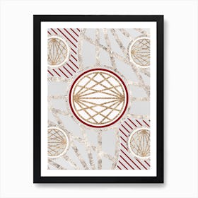 Geometric Abstract Glyph in Festive Gold Silver and Red n.0098 Art Print