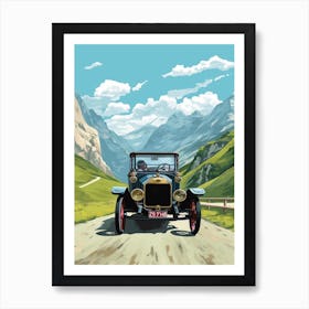 A Ford Model T In The Route Des Grandes Alpes Illustration 3 Art Print