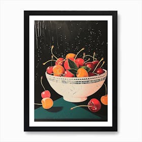 Art Deco Cherries In A Bowl Art Print