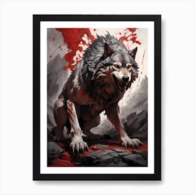 Blood Spattered, Ferocious Wolf Art Print