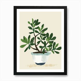 Jade Plant Minimalist Illustration 7 Art Print