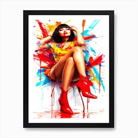 Fashion Model Icon - Model Pose Sitting Art Print