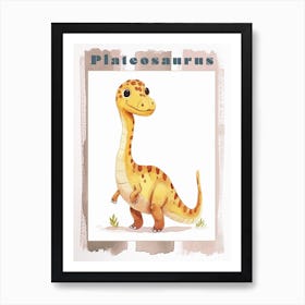 Cute Plateosaurus Dinosaur Watercolour Poster Art Print