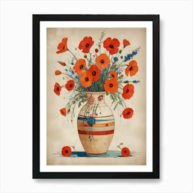 Poppies In A Vase Art Print